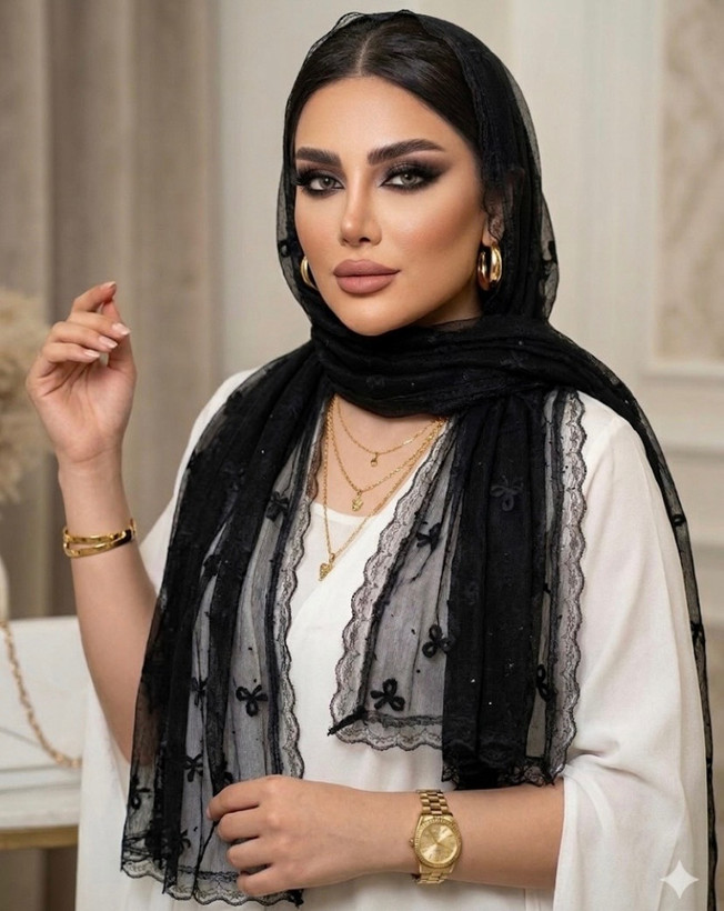 شال تور نگینی پاپیونی دور دانتل