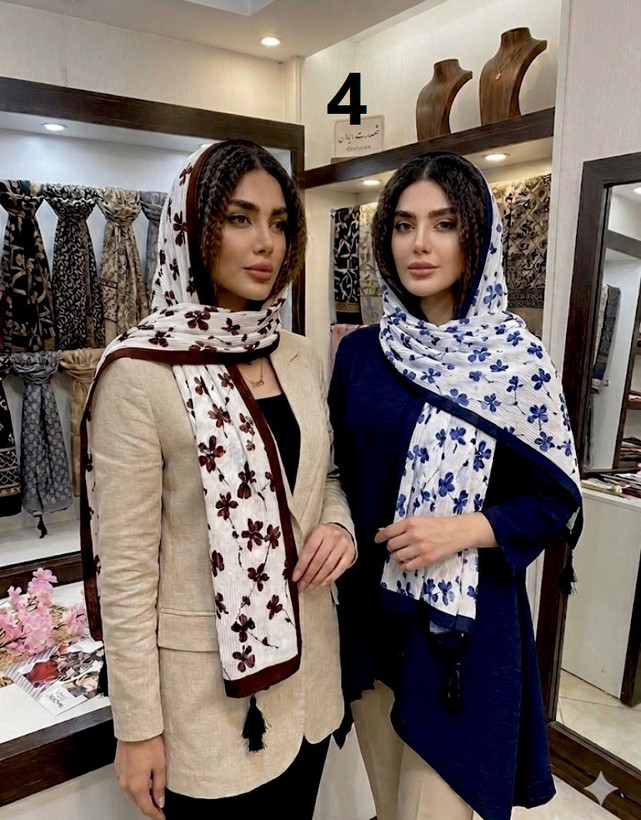 شال پلیسه چاپی منگوله دار بهاره