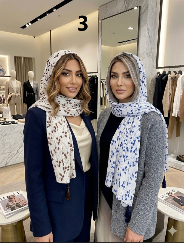 شال پلیسه چاپی منگوله دار بهاره