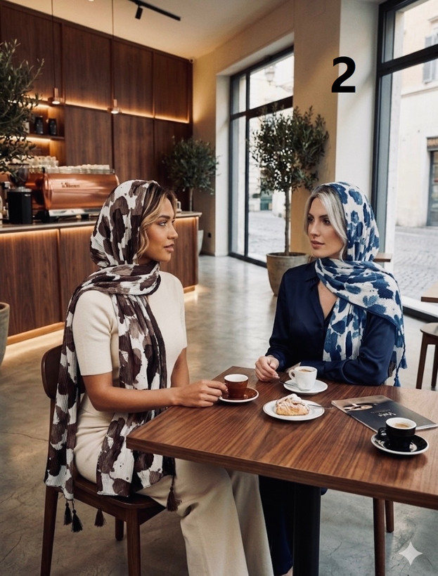 شال پلیسه چاپی منگوله دار بهاره