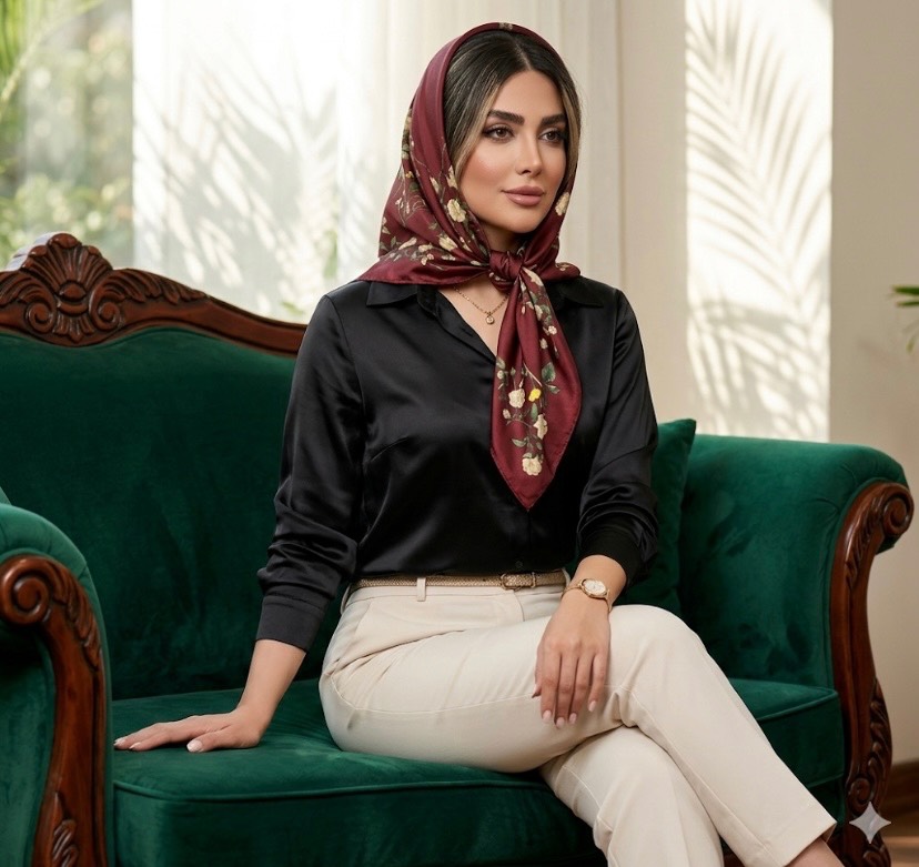 روسری ابریشم توییل مجلسی وارداتی