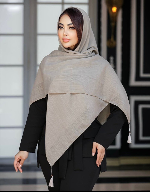 روسری نخ لینن منگوله دار