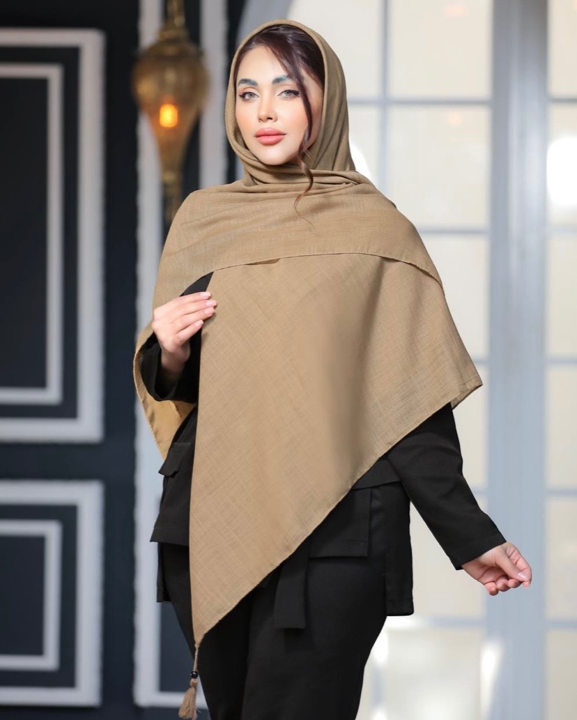 روسری نخ لینن منگوله دار