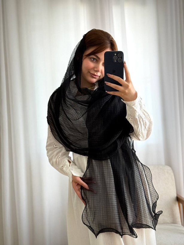 شال حریر کنفی لبه دالبوری
