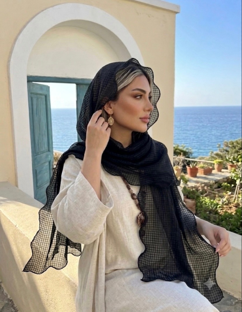 شال حریر کنفی لبه دالبوری