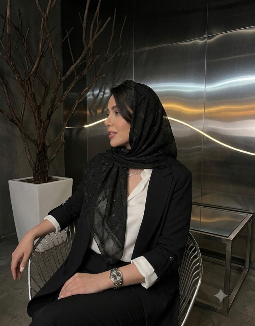 روسری حریر شیفون  ۴ خونه نگین دار وارداتی
